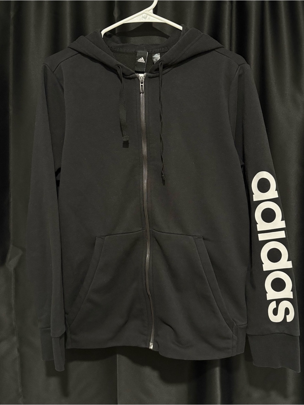 adidas Black Zip-Up Hoodie with Logo XL
